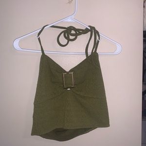 Army green crop top